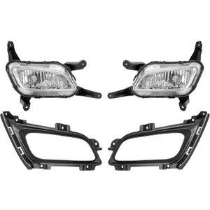 HECASA Fog Light Assembly W/Fog Light Bezel Compatible with 2014-2015 Kia Optima Front Bumper Lamp Driver and Passenger Side (Pair, Clear Lens+ Black Bezel)