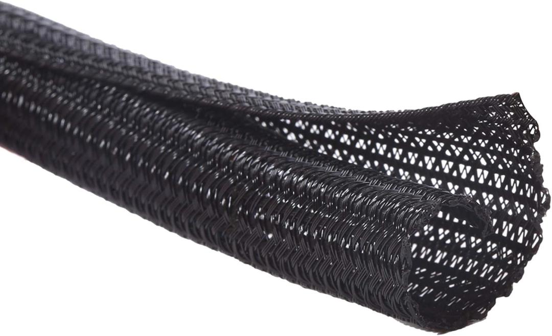 Alex Tech 10ft - 3/8 inch Cord Protector Wire Loom Tubing Cable Sleeve Split Sleeving For USB Cable Power Cord Audio Video Cable Protect Cat From Chewing Cords - Black
