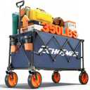 EchoSmile Collapsible Foldable Wagon Cart with 350lbs Weight Capacity, Heavy Duty Folding Utility Sport Wagon with Removeble Wheels for Camping,Grocery,Garden,Beach,Blue&Orange