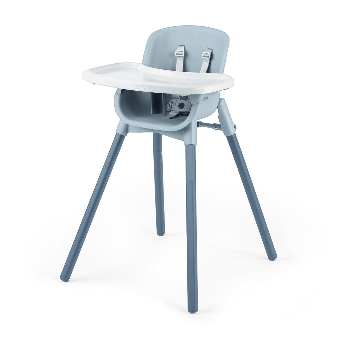 Chicco Zest 4-in-1 Folding High Chair, Feeding Chair, Toddler Chair and Youth Stool, Multi-Use Easy Clean High Chair, Capri/Blue