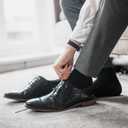 DarkCom Men's Dress Socks, Black, 6 Pairs Classic Cotton Polyester Socks, Reinforced, Cozy (7-9)