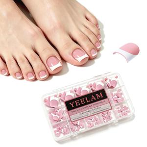 2 x Press On Toenails French Tip 120Pcs Soft Gel Toe Nail Press Ons, Sharp Square Matte Berry Pink Fake Toenails, 15 Sizes Everyday Wear Toe Nail Tips for DIY Pedicure