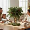 Syhood 12 Pcs 20 Inch Large Christmas Norfolk Pine Branch with 24 Pcs Pine Cones Norfolk Stems Real Touch Artificial Christmas Greenery Stems Picks Snow Pinecone for Xmas Vase DIY Craft Decor