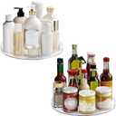 2 Pack Lazy Susan Organizer Turntable, Clear 9 Inch Rotating Organizer Tray for Cabinet Table Top, Round Non-Skid Refrigerator Lazy Susan, Kitchen Storage for Pantry Countertop Bathroom, Spice Rack