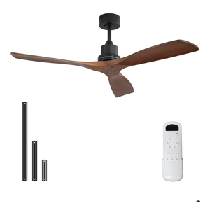 Sofucor 52 Inch Ceiling Fans No Light-Outdoor Ceiling Fan with Remote Control, 3 Blade Reversible DC Motor, Modern Wood Ceiling Fan Without Light for Bedroom Indoor Patios Farmhouse, Walnut