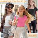 LessonZoo 3 Pack Girls Ribbed Crop Tops, 3-Color, 7-8 Years