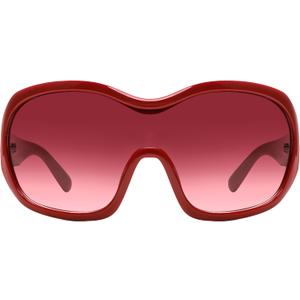 Oversized Trendy Wrap Around Sunglasses for Women Men - Cool Concert shades 2000s Retro Round Big Shield Glasses (Red)