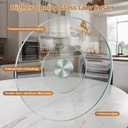 35" Glass Lazy Susan for Dining Table - Tempered Glass Round Clear Tabletop Large Rotating Tray, Silent & Smooth Spin (35inch/90cm)
