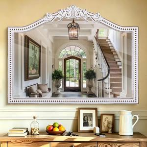 32x42 Inch Vintage Baroque Arched Mirror for Wall Decor