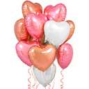 Set of 2 Pack, KatchOn Rose Gold, White Pink Heart Balloons - 18 Inch, Pack of 12 | Heart Shaped Balloons, Love Decorations | Happy Anniversary | Bridal Shower | Wedding Shower