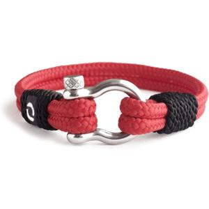 Mens Rope Bracelet - Stainless Steel Silver Shackle, Extremely Durable and Scratch Resistant Waterproof Paracord, Handmade, Nautical Wristband for Men (Red)