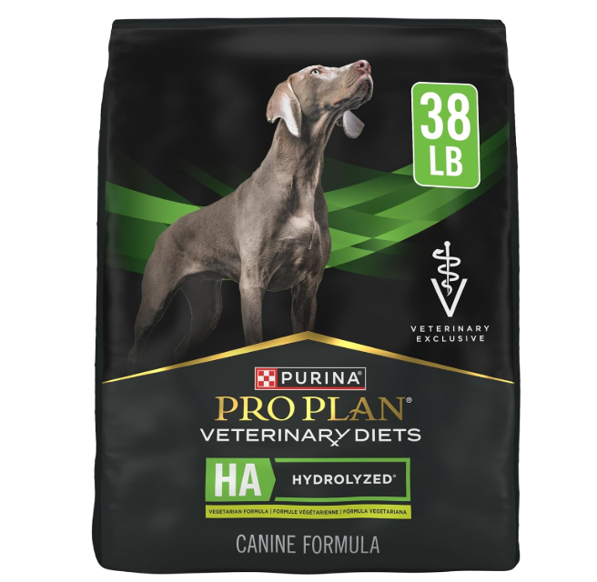 Pro Plan Veterinary Diets Purina HA Hydrolyzed Dry Dog Food, 38 lb. Single hydrolyzed protein source, single carbohydrate source, vegetarian formula (BBD: 10/2026)