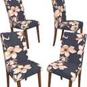 Stretch Dining Chair Covers Set of 4,Floral Print Chair Covers,Soft Removable Washable,Pet Friendly Furniture Protector,Universal Chair Slipcovers for Home, Kitchen,Ceremony Dining Room Seat