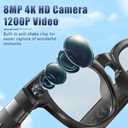 AI Smart Glasses with Camera and Bluetooth, 8MP 4K Video Audio Recording Glasses with Translation & Voice Control, IP67 Waterproof Smart Glasses for Business & Outdoor