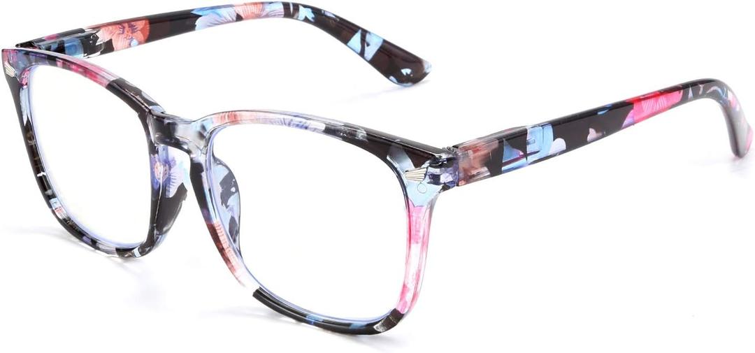 FEISEDY Vintage Reading Blue Light Blocking Glasses Women Men Reader Spring Hinge Glasses B2519 (Floral)
