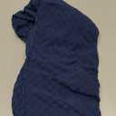 MAXIJIN Jacquard Ottoman Cover Slipcovers Folding Storage Stool Furniture Protector Cover Soft Thick Rectangle Foot Rest Slipcover with Elastic Bottom (Ottoman Large, Navy Blue)