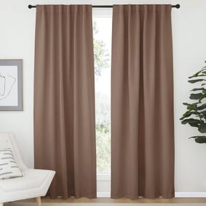 NICETOWN Blackout Curtain Panel for Living Room - (Cappuccino Color) 52 inches Wide by 84 inches Long, 2 Panels Set, Insulated Room Darkening Window Drapes