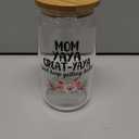 BEHIFL Christmas Grandma Gifts For Mom Yaya Great Yaya Glass Coffee Cup With Lid And Straws 14oz - christmas Glass Cup gifts For Grandmother