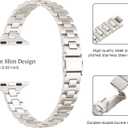 WFEAGL Slim Stainless Steel Band Compatible with Apple Watch 42mm 41mm 40mm 38mm Women, Elegant Dressy Jewelry Bracelet, Thin Lightweight Metal Strap for iWatch Series 11 10 9 8 7 6 5 4 3 2 1 SE, Starlight