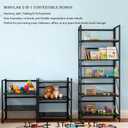 Folding Bookshelf, 2-in-1 Convertible Design, Multifunctional Plant Stand Storage Rack Shelves for Home Office, Easy Assembly, 5-Tier, Black