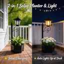 Solar Floor Lamps with Planter (2-in-1 Design), 29.5" Outdoor Solar Lamp Post - IP44 Waterproof, Warm Yellow Lights Dusk to Dawn 6-8Hr, Easy Install for Lawn, Patio, Porch, Yard & Pathway Decor