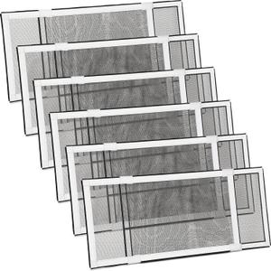 Treela 6 Pack Expandable Window Screens for House Adjustable Pre Framed Windows Replacement Horizontal 10" H x 19" - 36" W White Mobile Home Mesh Net Dust Protector for Basement House