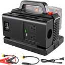 500W Pure Sine Wave Power Inverter for Milwaukee M18 18V Battery, 2-Ports DC 18V to AC(2 Outlets) 120V Car Charger Plug Inverter Adapter Converter for Camping, Emergencies(Tool Only)