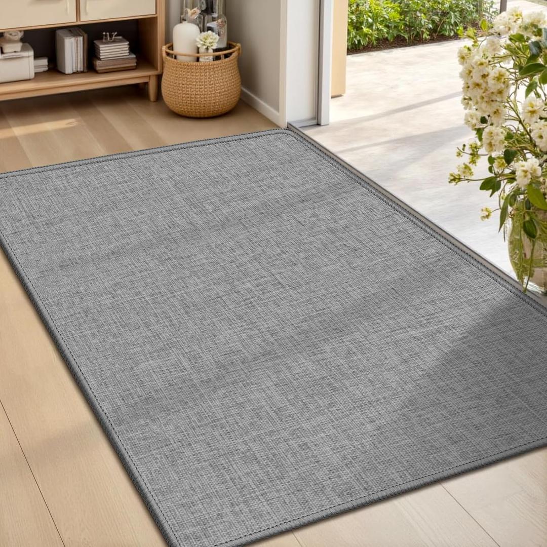 Ultra Thin Indoor Door Mat 24"x36", Non Slip Doormats, Grey