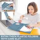 Henoyso 72 Pcs Plastic Folder with Clear Front Pocket and 3 Prong Plastic Folders with Card Slot Pocket Folders with Prongs for School Office (Navy Blue)