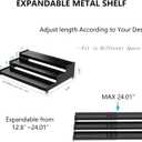 Expandable Spice Rack organizer with 3-Tier step shelf,Modern Design heavy duty,Non Skid and Visibility,Great for Kitchen Cabinet, Pantry and more(1PACK/BLACK)