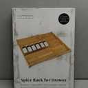 Bamboo Spice Drawer Organizer - Expandable 4 Tier Spice Rack (Need 3" Deep Drawer) 12" to 24" Wide, Seasoning Organizer, Organization Seasoning Rack insert (Jars Not Included)