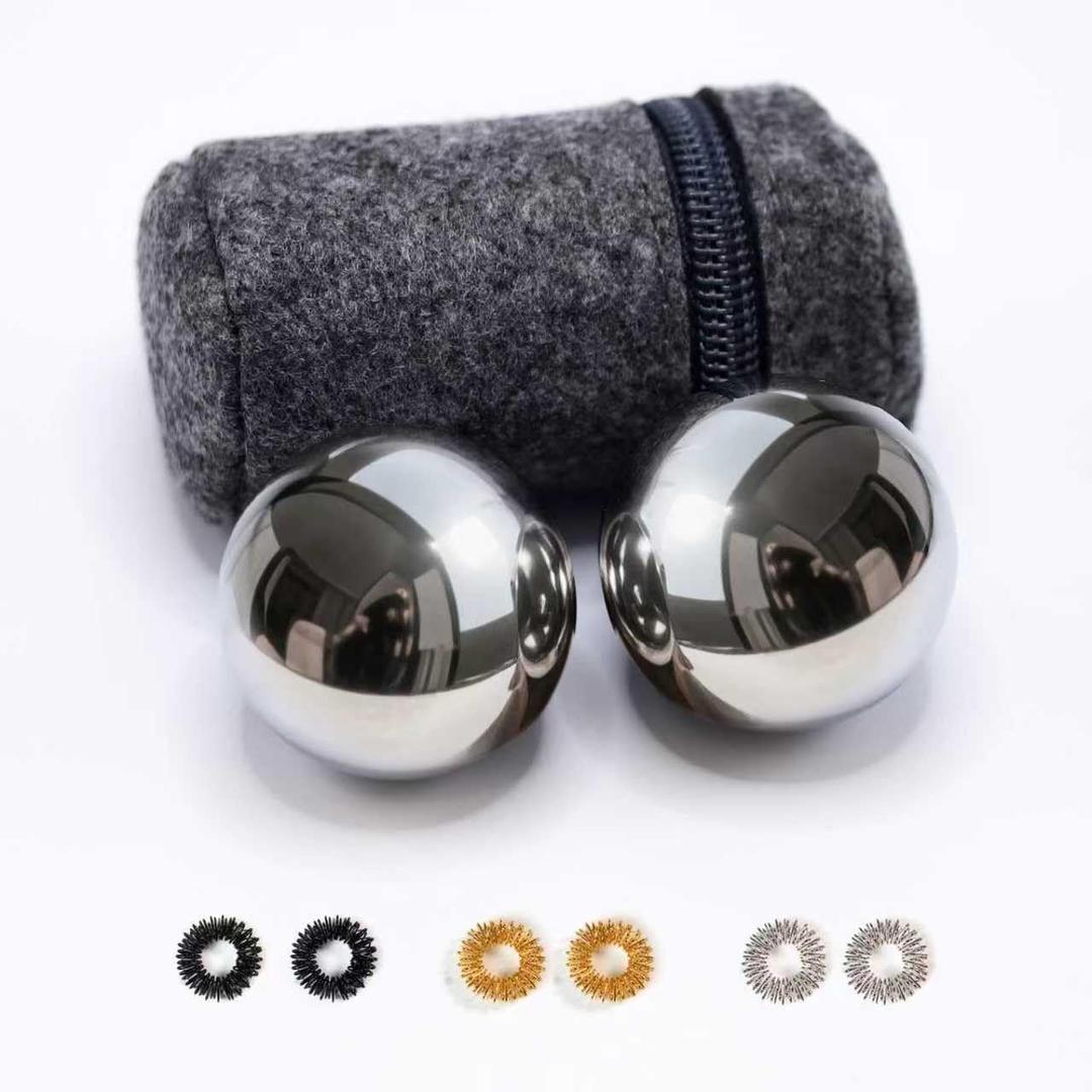 2.1-inch Stainless Steel Chiming Baoding Balls Chinese Health Balls for Hand Therapy, Exercise & Stress Relief (Without Bell Sound)