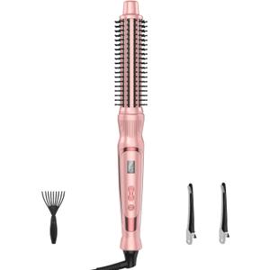 Heated Round Brush Curling Brush,Volumizing Thermal Brush 1 Inch Ceramic Tourmaline Heated Hot Ionic Iron, Curling Wand Hair Styler Tool (Pink, 1 inch)