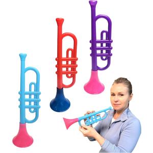 Colorful Plastic Trumpets (13 Inch) Noisemaker Music Toys for Kids Instruments Noise Makers for Parties and Events, Cool Birthday Party Favors, Sports Celebrations (3 Trumpets (3 Colors))