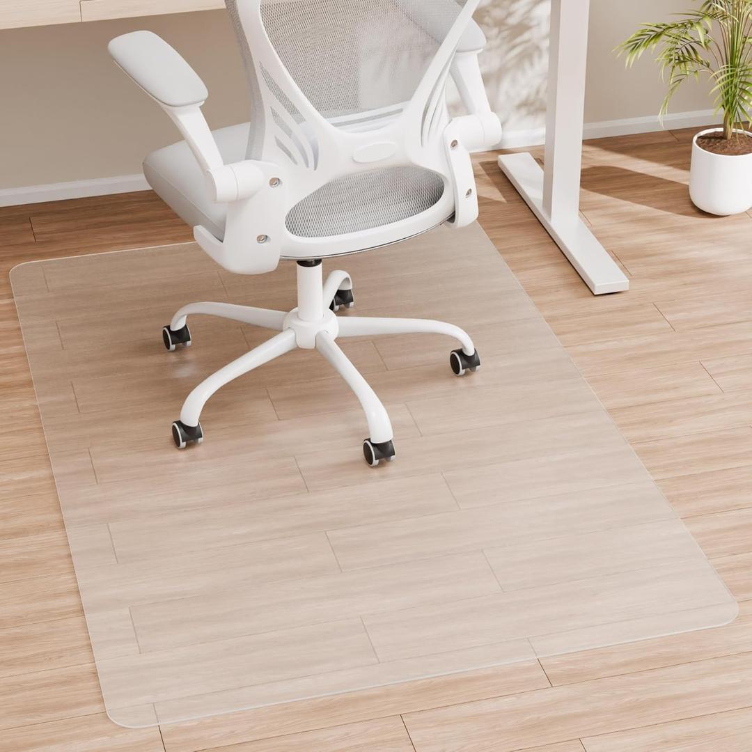 Office Chair Mat for Hardwood Floor, 48 x 40 Crystal Clear Hard Floor Chair Mat, Transparent Floor Protector Mat Flat Without Curling