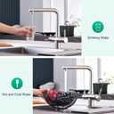 CREA 3 Way Kitchen Faucet with Pull Down Sprayer & Water Filter Built-in,Drinking Water Faucet for Kitchen Sink Purifier Water Filter,2 Handles Bar Faucet 1 Hole Brushed Nickel Stainless Steel
