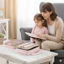 Bible Tote Bag with Ribbon Bookmark for Women & Men, Durable Leather Bible Cover w/Shoulder Strap and Handle, Large Capacity Multi-Pocket Bible Case, Elegant Gift for Church & Travel (A01-pink)