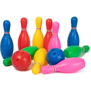 Liberry Kids Bowling Set, 10 Plastic Toy Bowling Pins & 2 Balls, Toddler Indoor Outdoor Sports Games, Educational Birthday Gifts for Boys Girls Ages 2 3 4 5 (Multicolor)