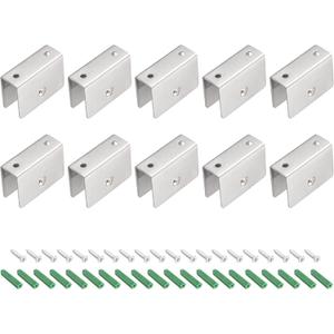 METALLIXITY Glass Shelf Bracket Holder (for 8-12mm Thickness) 10Pcs, Stainless Steel Adjustable Glass Clips Clamp - for Furniture Repair, Bedroom, Silver Tone