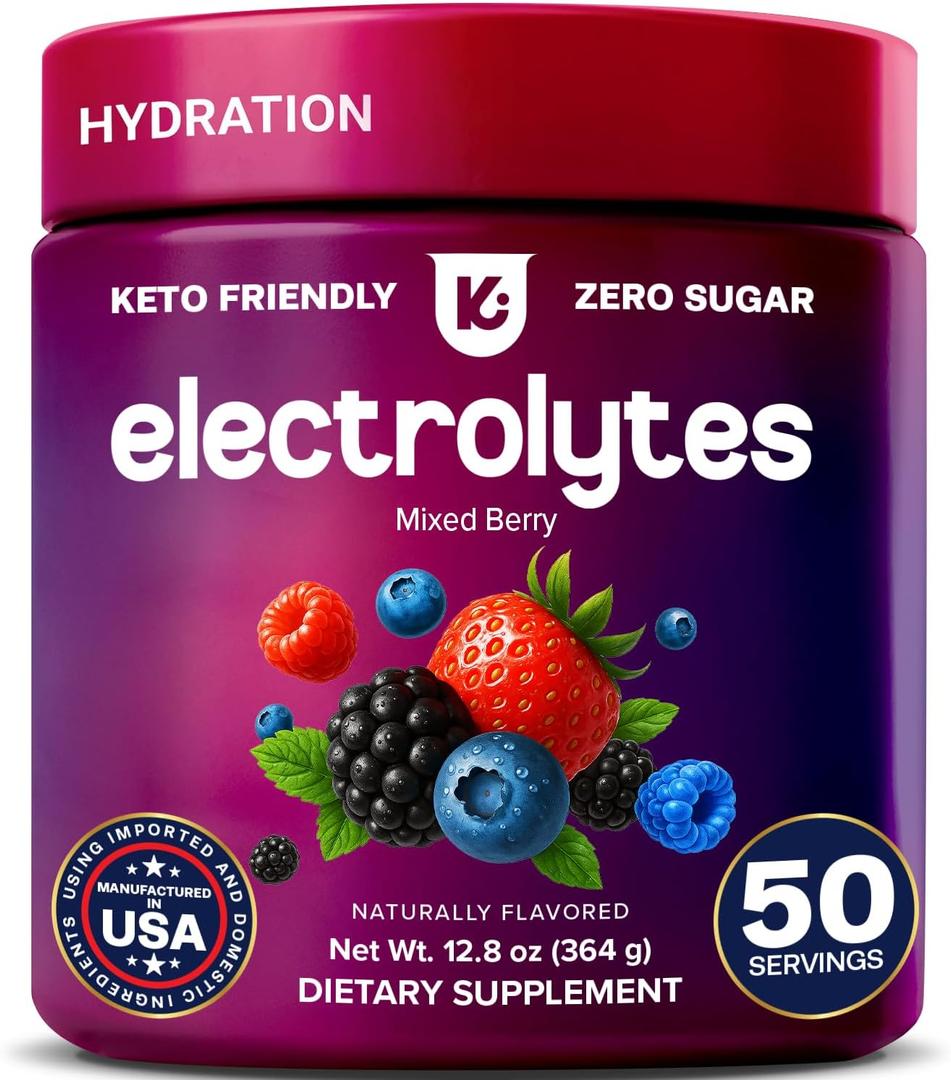 Keppi Electrolytes Powder – Mixed Berry, Zero Sugar, 12.5 oz Tub - Zero Calorie Hydration Mix Packed with Potassium, Magnesium, and Essential Trace Minerals. Daily Electrolyte Support, Best By 06/2028