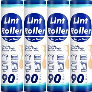 360 Sheets Sticky Lint Rollers Refills for 9.45'' Width Large Lint Roller, Floor Lint Roller Refills