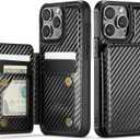 Vinich for iPhone 15 Pro Max Wallet Case with Card Holder, RFID Blocking Credit Slots Kickstand Shockproof Phone Cover Fit for iPhone 15 Pro Max 6.7" Carbon Black