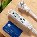 DEWENWILS 6FT Flat Plug Extension Cord, 3 Prong Ultra Thin Power Strip, 360 Rotating Plug, 13A/125V/1625W, 16 Awg Grounded Flat Power Cable for Indoor Narrow Space, SPT-3, ETL Listed, White