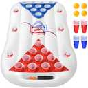 JAZGROM Pool Games for Adults with Family 6FT Floating Pool Table Toss Water Toys Lake Accessories Party Essentials Pool Floats Raft Tanning with 20 Cups 4 Ping Pong