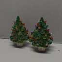 Brightown Ceramic Christmas Tree Night Light - 2 Pack 6" Christmas Decorative Ceramic Tree with ON/Off Switch, Vintage Christmas Night Light for Bedroom Bathroom Living Room Porch Holiday Decor (Green)