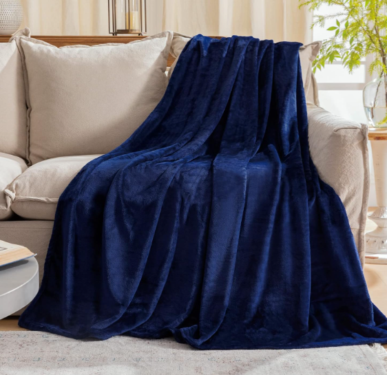 Fleece Plush Throw Blanket Navy Blue (46 x 44 Inches),Super Soft Fuzzy Cozy Flannel Blanket for Couch Sofa  