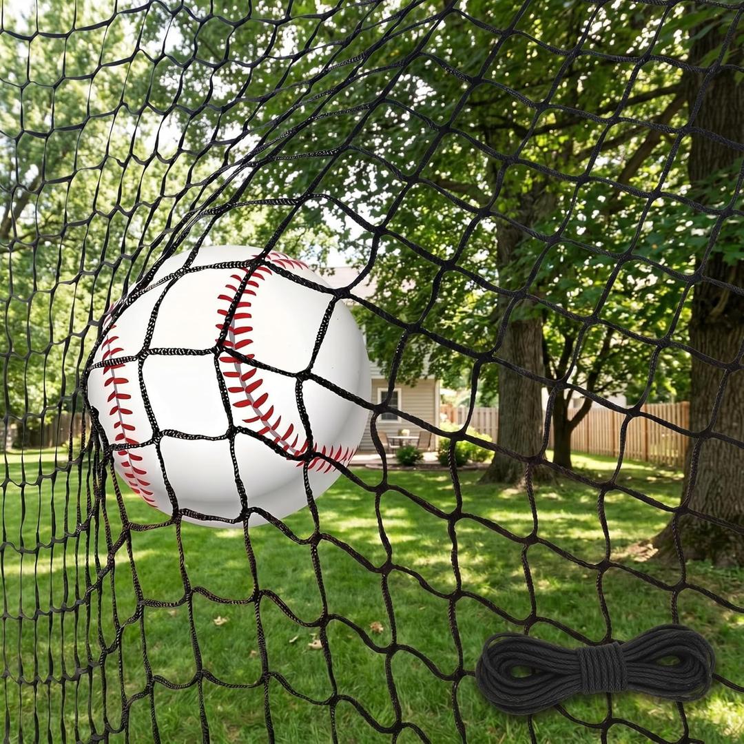 Baseball Softball Backstop Nets,Sports Net with 33ft Rope or Steel Hanging Kit, Nylon Nets Also for Basketball Soccer Lacrosse Hockey