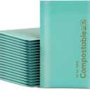 4x8 100% Biodegradable Bubble Mailers,25 Count Teal #000 Compostable Padded Packaging Wrap Envelopes Pouches Eco Friendly Self Seal Bags
