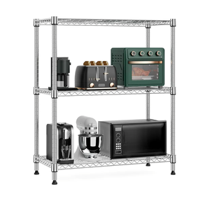 750 lbs 3 Tier Storage Rack Metal Wire Shelving Unit, Storage Standing Shelf Organizer for Laundry Bathroom Kitchen Pantry Closet Garage Basement Utility Room, Chrome 13.8" D x 29.5" W x 35.5" H