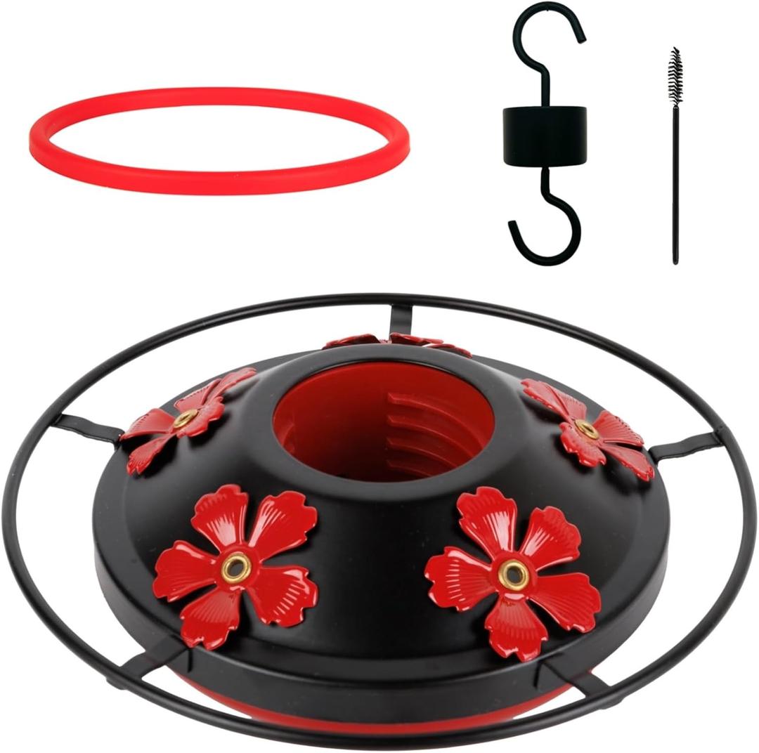 Hummingbird Feeder Base Replacement Parts Set Bottom Moat Hook Brushes and A Replacement Seal Ring Accessories Set (Black-1)